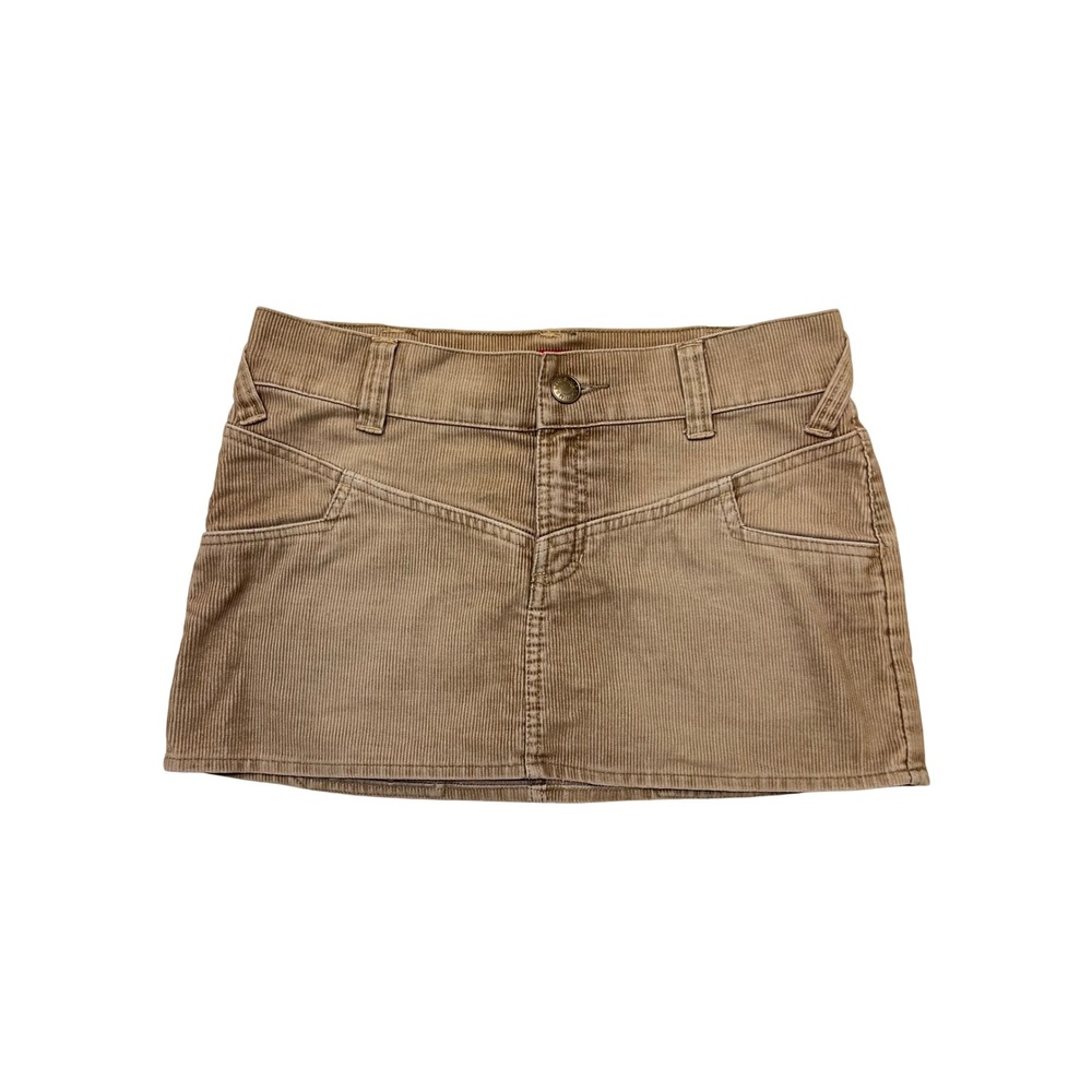 Mossimo Tan Corduroy Low Rise Y2K Western Mini Skirt Size 5
